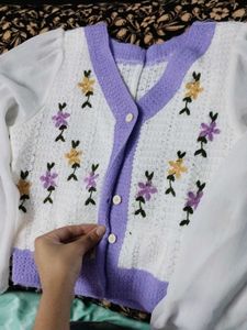 Crochet Knit Floral Cardigan