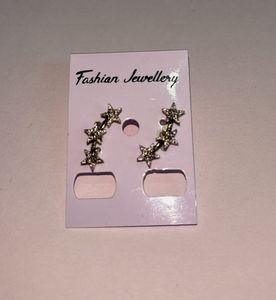 Silver Oxidised Star Earrings