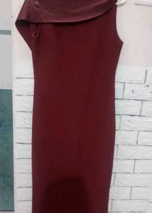 girls Western party wear solid  dark maroon dress