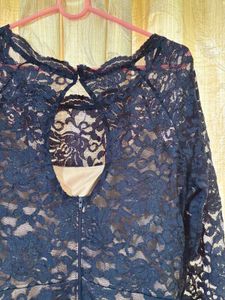 My Michelle Navy Blue Lace Sparkly Dress