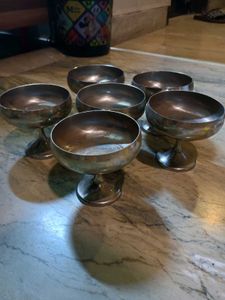 six vintage Peterhof stainless steel cups