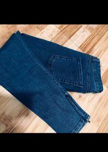 Blue Denim Jeans with Ankle Detail