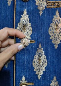 Navy Blue Jacket &amp; Gold Kurta