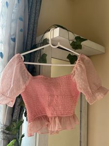 Cute Pink Polka Dot Crop Top