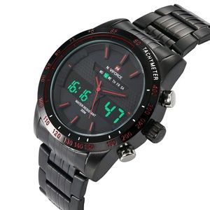NAVIFORCE 9024 Watches Men Full Steel Quartz Clock Digital LED Watch Army Military Sport watch