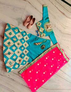Teal &amp; Pink Lehenga Set