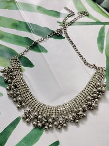 Jwellery Set Necklace Earrings Silver Oxidised