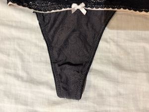 Beautiful Black Lace Trim Thong