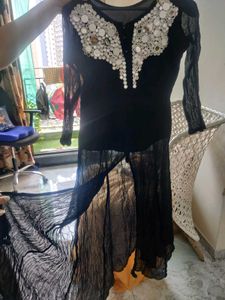Mirror Work Beautiful Black Kurta