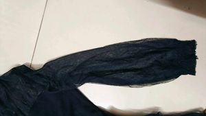 Frilled Net Details Woolen Dress