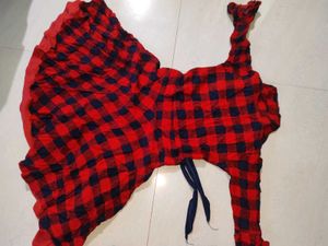 Trendy Red &amp; Black Checked Dress – Stylish Casual
