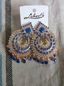 Statement Blue & Gold Earrings