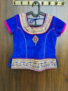 HALF SAREE BLUE PINK