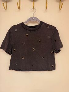 Edgy Grommet Crop Top