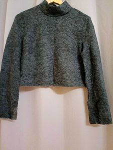 Mango Turtle Neck Cropped Sweatshirt