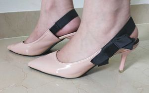 Pink Bow Slingback Heels