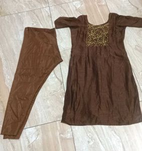 Brown Kurti &amp; Pant Set
