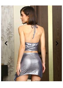 Metallic Silver Two-Piece Set