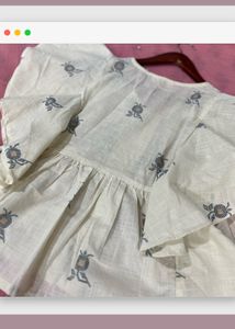 White Designed A-Line Top