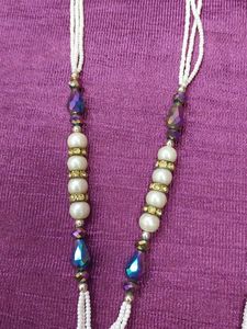 White Seed Bead &amp; Crystal 2-Piece Necklace