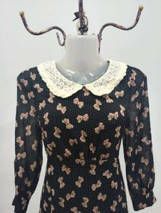Bow Print Peter Pan Collar Dress