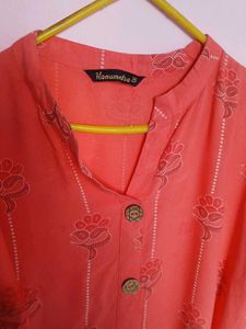 peachl Floral Print Kurta  plazo