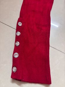 Red Button Detail Sweater