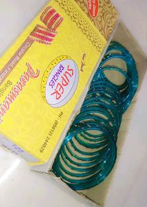 Teal Glass Bangles - Set of 12