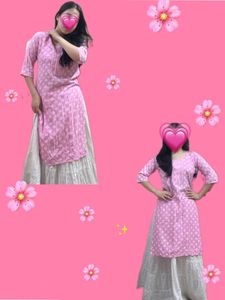 Pink Kurti with White Pant🌸