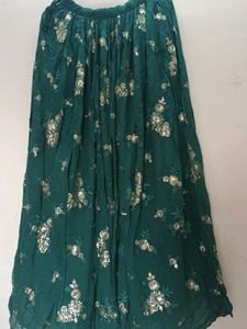 Green Embellished Ethnic Skirt