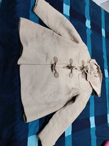 Beige Hooded Toggle Coat