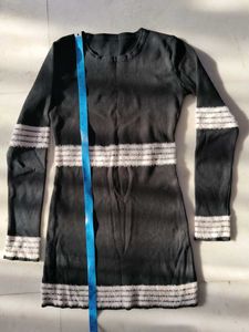 Black & White Mini woollen Dress