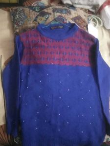 Stylish Blue Knit Sweater