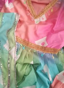Multicolor Anarkali Top And Duppata