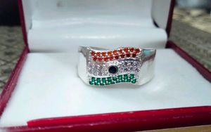 India Flag Silver Ring