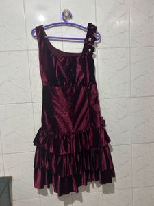 Maroon velvet like dress