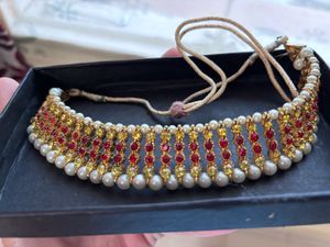 Pearl &amp; Ruby Beaded Choker