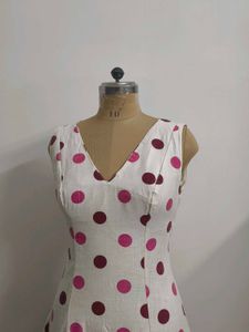 Pink Polka Dot Ruffled Dress