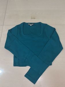 Teal Square Neck Long Sleeve
