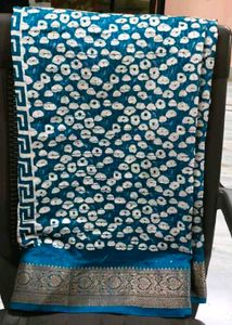Elegant Blue Printed Saree
