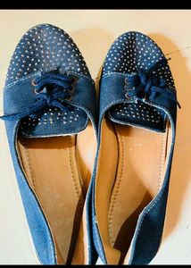 Blue studded flats