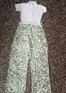 GREEN PRINTED TROUSERS