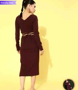 Athena Women Deep Burgundy Solid Co-ord Set