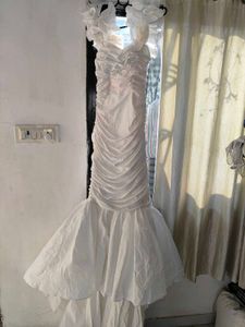 White Ruffled Mermaid Gown