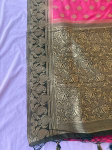Womens Pink&amp;Olive Green Silk Saree