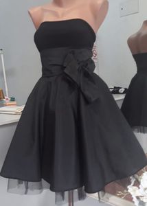 Black Bustier Satin Bandeau Dress Evening