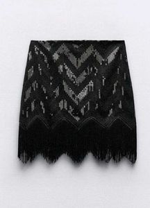 ZARA Sequined Fringe Skirt