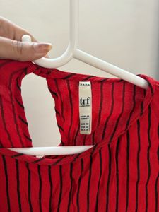 Red Peplum Sleeve Top