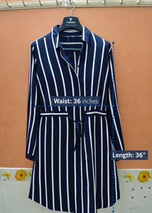L.O.V Striped Shirt Dress with Tie