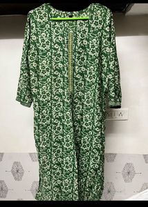 Green Floral Print Kurta